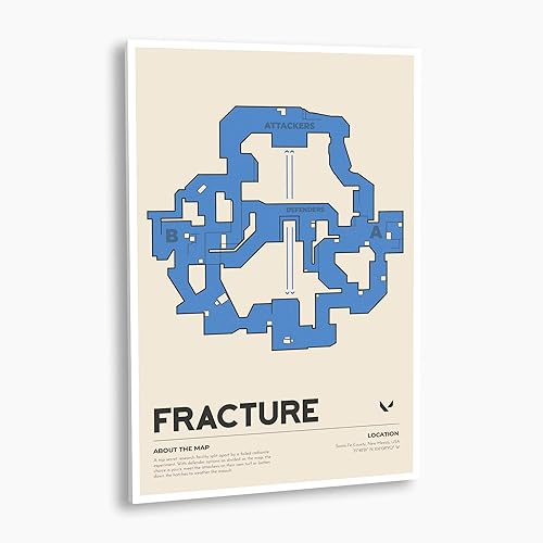 Fracture Map Poster, Unframed, Premium Photo Paper - Perfect Decor for Gamers (8"x10", Blue)