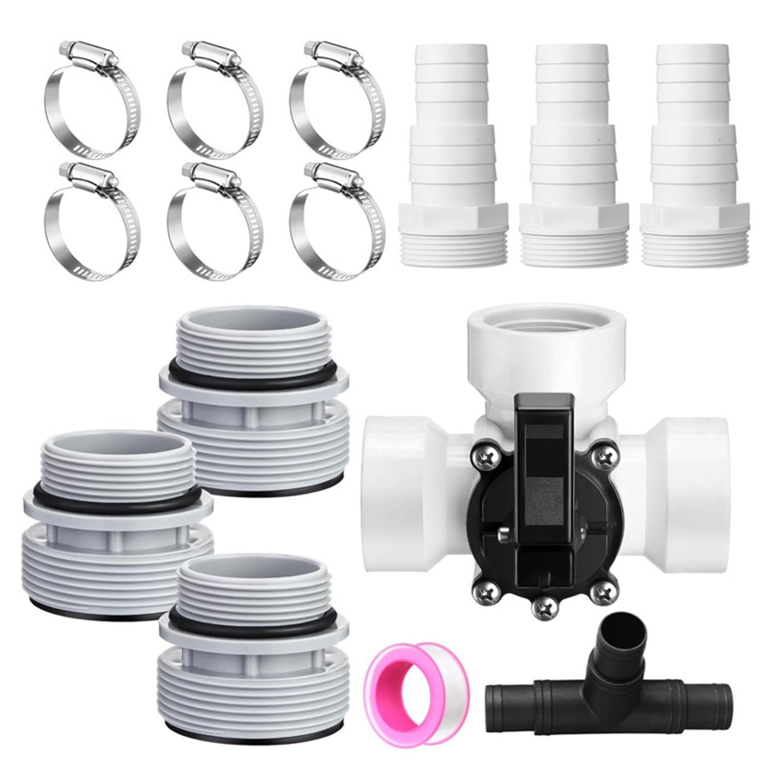 Conjunto de Válvula Desviadora de 3 Vías para Conexión de de Piscina Y Jardín, Blanco