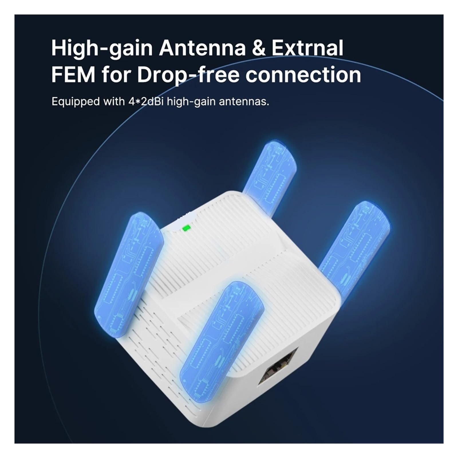Wzmacniacz Sygnału WiFi AX1500 5Ghz 6 Repeater Extender Dual Band 2.4G/5GHz Wi-Fi Sieć Dalekiego Zasięgu Łatwa Konfiguracja Szerszy zasięg