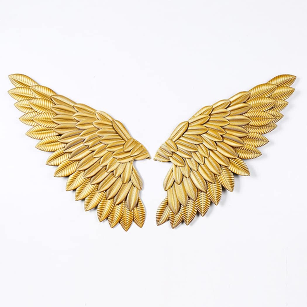 27 Inch Angel Wings Metal Wall Art, Gold Antique Wings Wall Sculpture, Religious Hanging Home Wall Decor, for Home Bedroom Living Room Garden,Gold