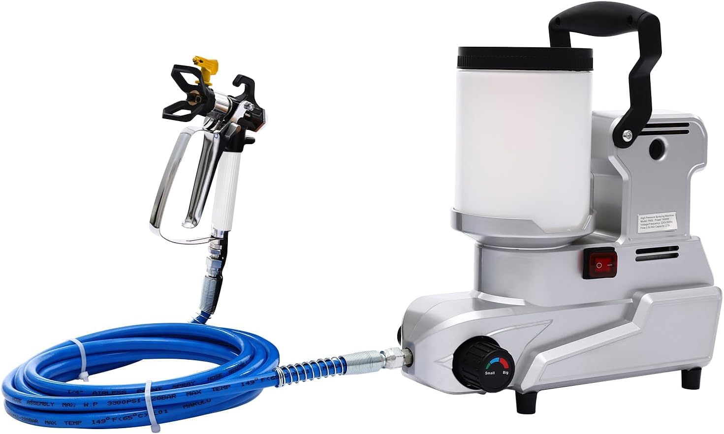 Elektryczny bezpowietrzny pistolet natryskowy o mocy 1600 W, malowanie pod wysokim ciśnieniem z pistoletem natryskowym, przepływ 2,5 l/min, przenośny do malowania ścian i mebli