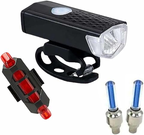 TYESHA Luz de bicicleta com carregamento USB super brilhante, luz de ciclismo à prova d'água, luz frontal de bicicleta, conjunto de luz traseira Faróis de pneu 