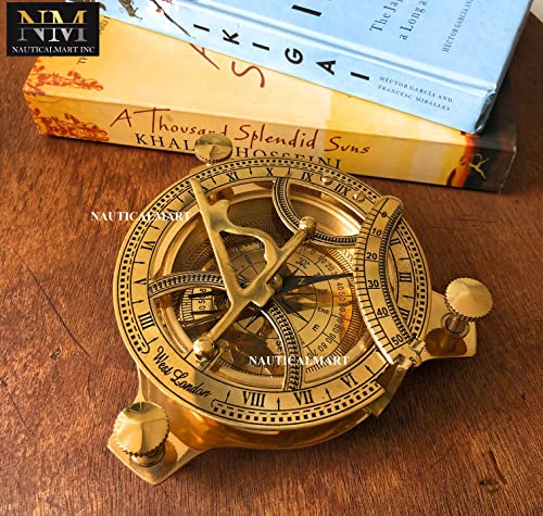 Brújula con Reloj Solar de Latón Sólido 4" miniatura 2