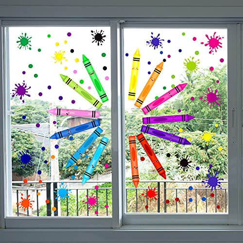 192 Pieces Crayon Wall Decals Splatter Wall Sticker And Multicolor Paint Wall Decals Crayon Splotches Polka Dot Nursery Decors Sticker For Home Nursery Classroom School Wall Decoration #TOP4