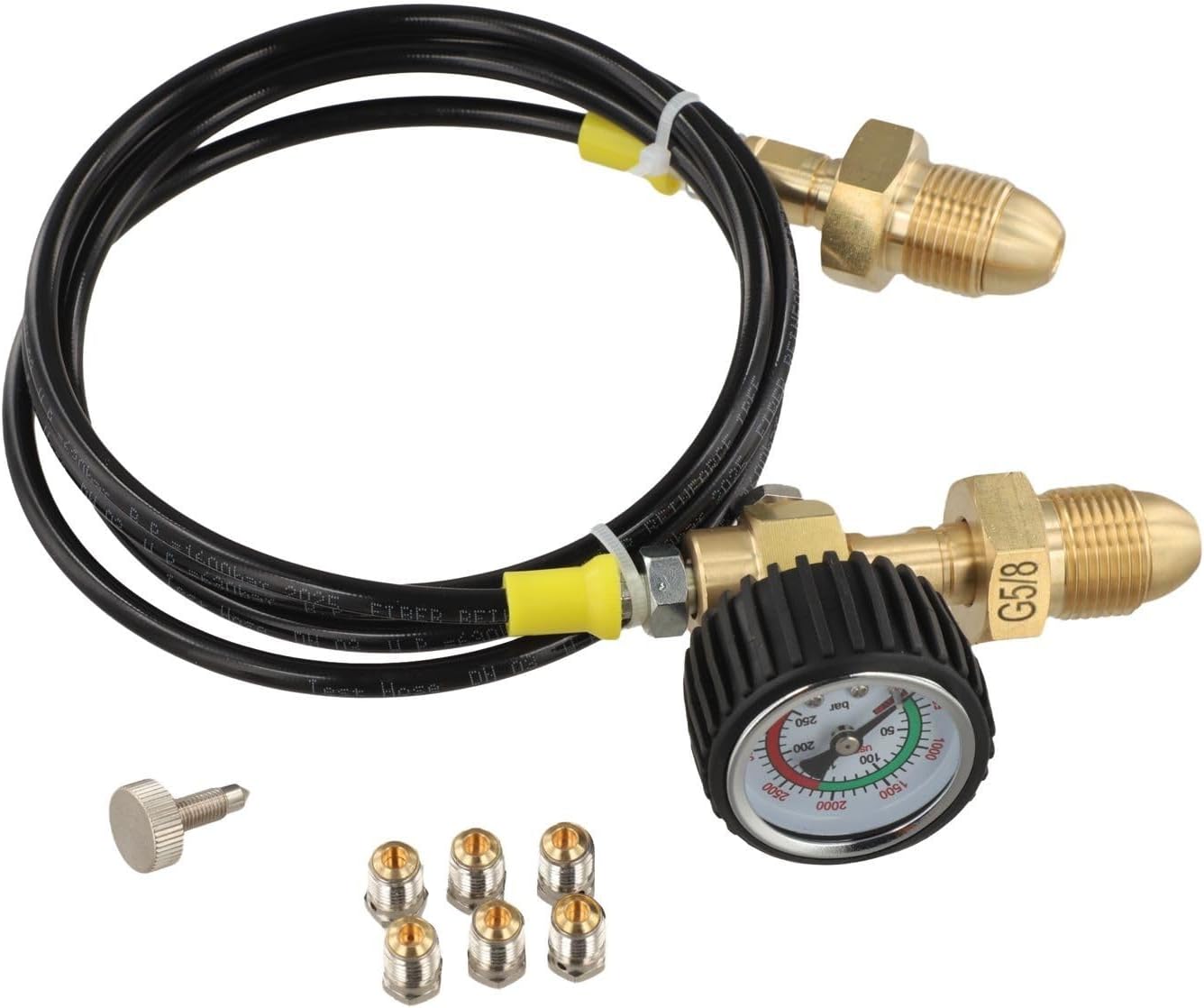 Filling Station Transfer Adapter Hose for BS 341 No. 3 UK Argon Cylinder, G 5/8" RH to G 5/8" RH Refill Line with Stainless Steel for Industrial Welding Gas Bottles(Style 5)