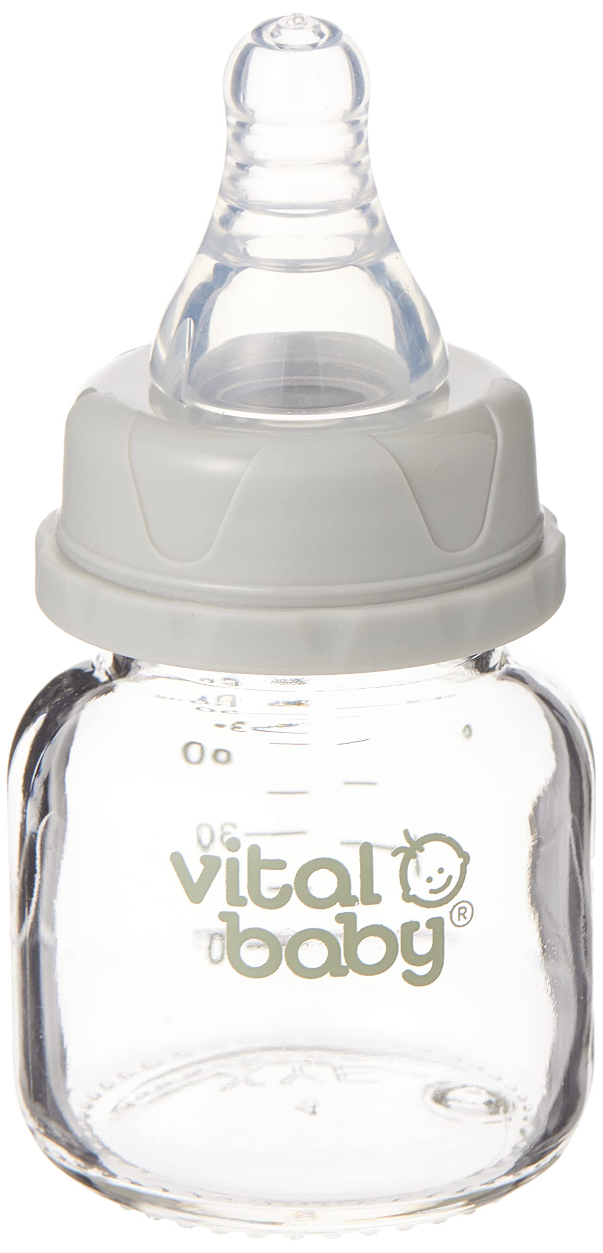 Vital BabyNurture Glass Feeding Bottle 60 ml - Soft Breast-Like Teat, Anti-Colic, Easy to Clean, Odor and Stain Resistant, Multi-Functional Design for Milk, Water, Formula or Juice - 0 Months+