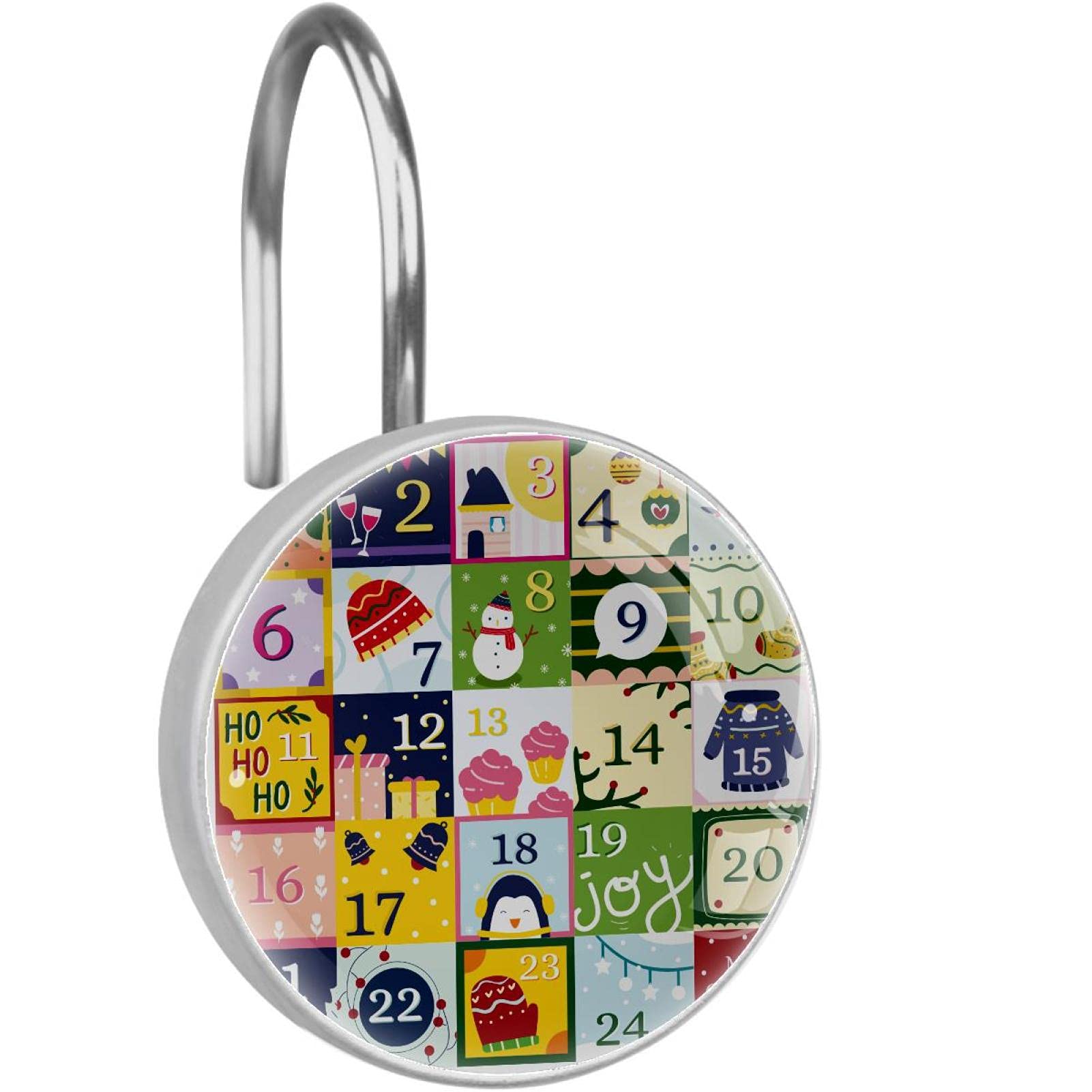Crochets rideau de douche inox calendrier de Noël anti-rouille lot de 12