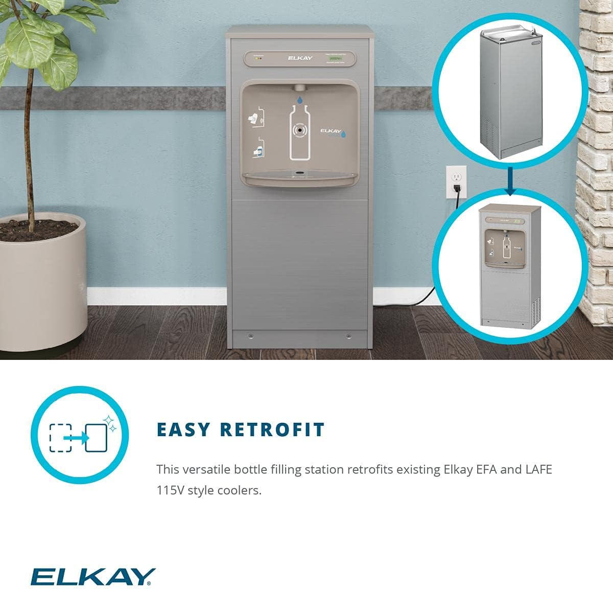 Elkay ezH2O Floor Standing Bottle Filling Station, Filtered Refrigerated Stainless Steel