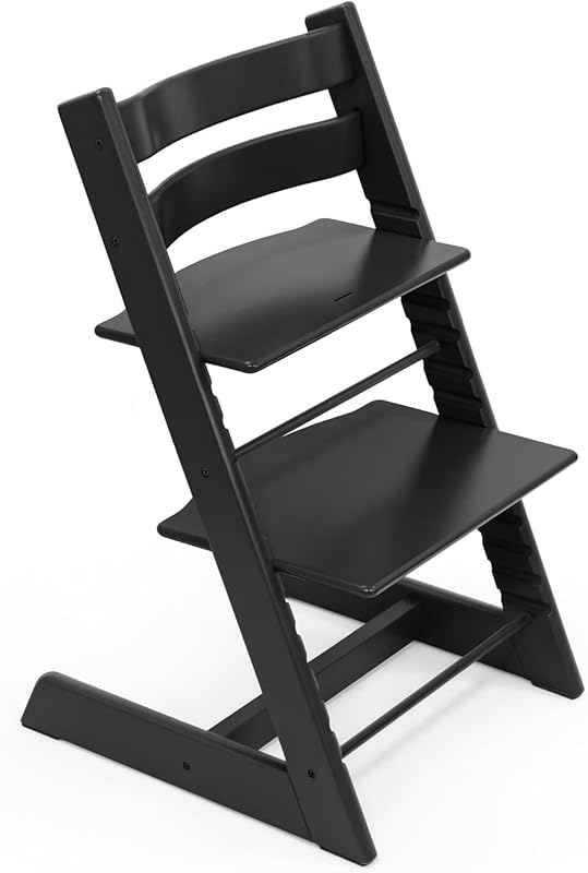 Stokke Tripp Trapp Chair, Adjustable Wooden High Chair, Black | Convertible Chair for Toddlers, Children & Adults, Convenient, Comfortable & Ergonomic, Classic Design, Fits at Dining Table