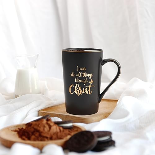 Miniatura 2 de YHRJWN Regalos cristianos para mujeres y hombres, taza con texto en inglés "I Can Do All Things Through Christ", regalos religiosos, taza
