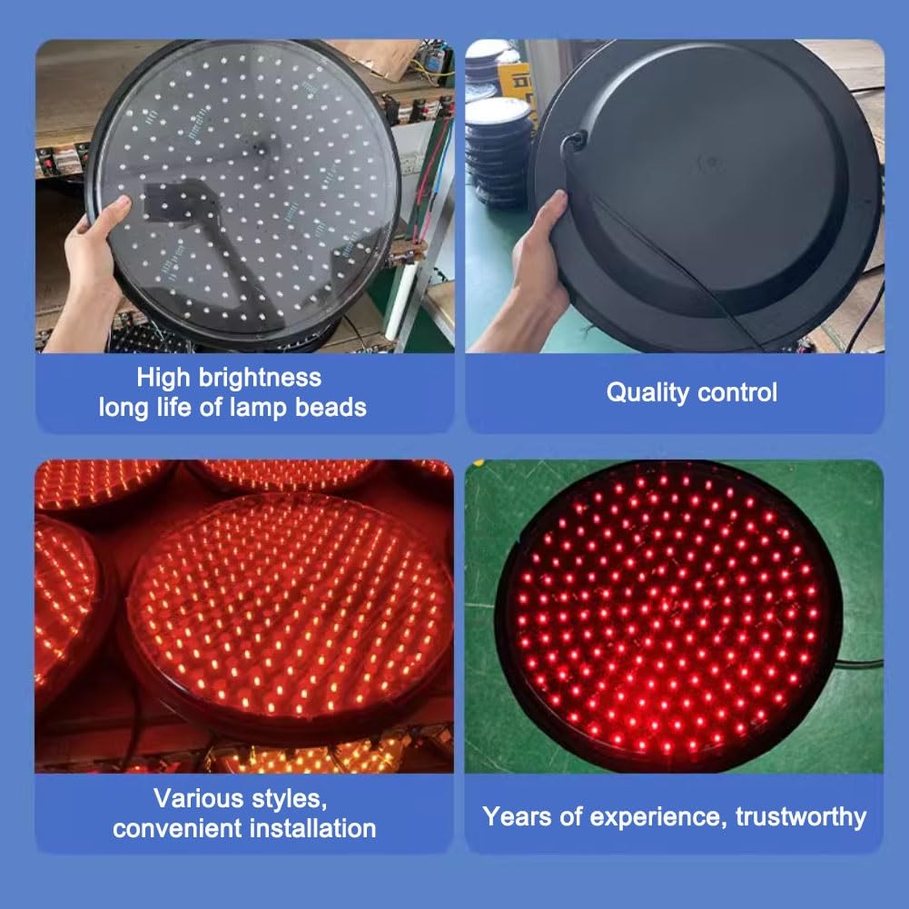 Sygnalizacja świetlna LED, światło ostrzegawcze 200 mm, dwukolorowa i jednokolorowa lampa, zasięg widzenia 1000 m, wodoodporność IP53, idealna na drogi i skrzyżowania ulic - zwiększa bezpieczeństwo.