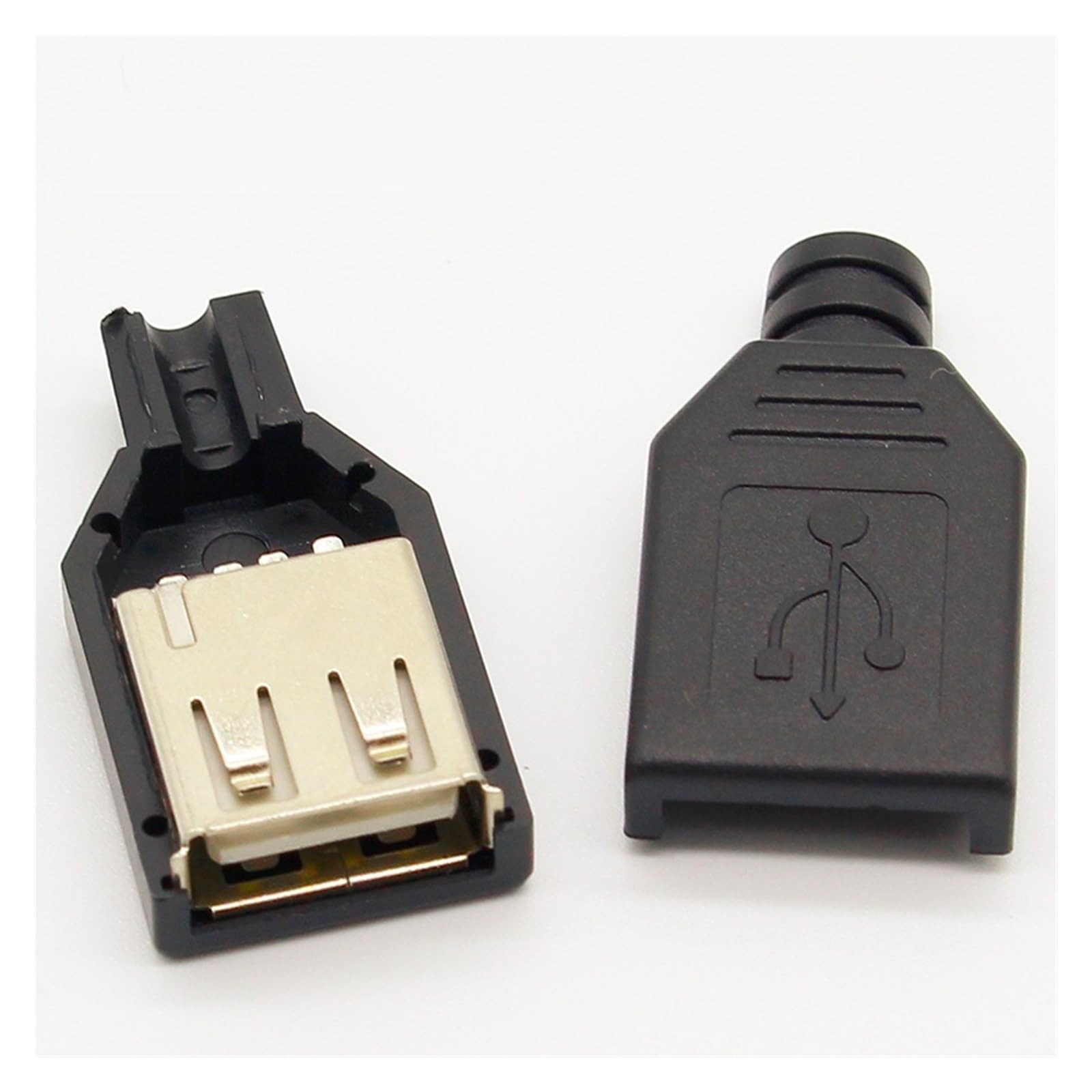 Conector USB Hembra Tipo A de 4 pines para placas de circuito, kit de 10 terminales con cubierta