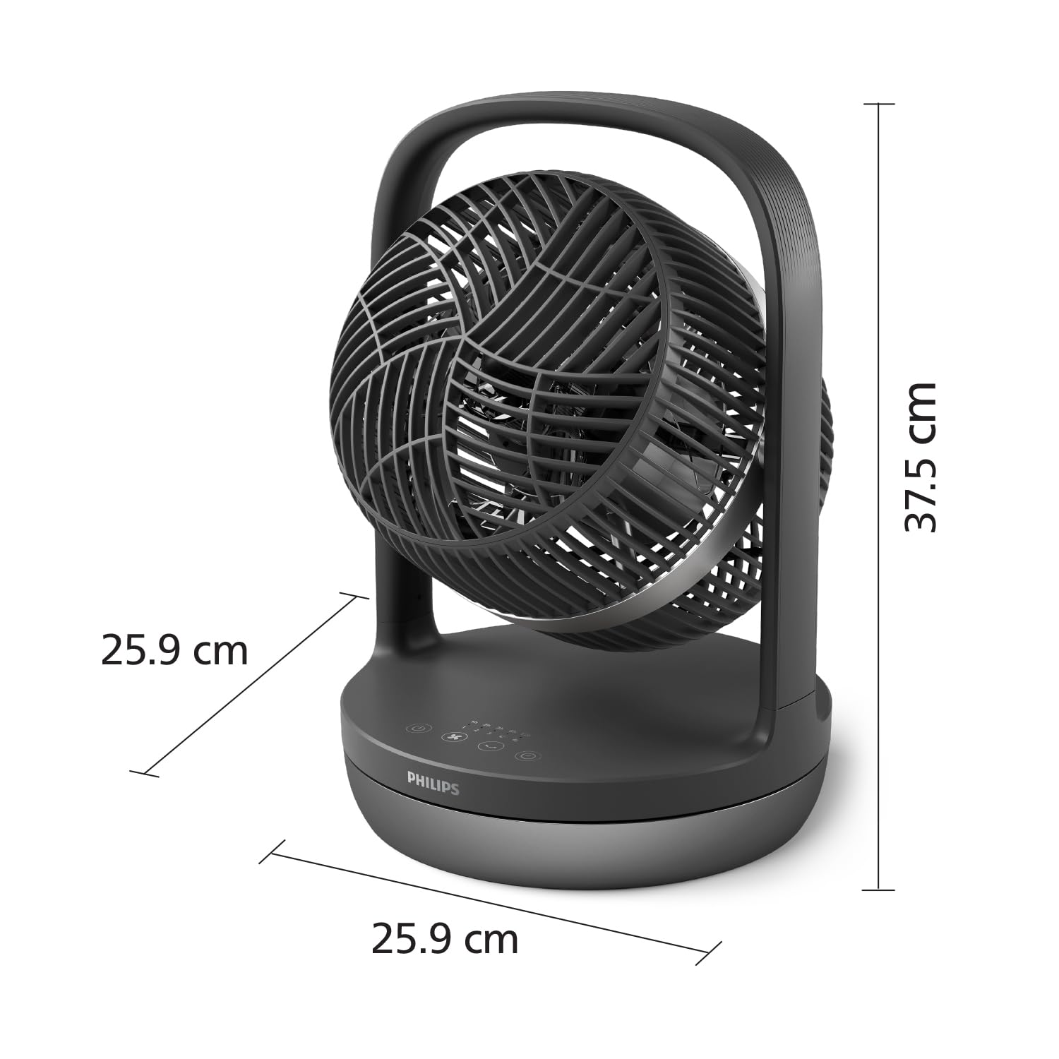 PHILIPS oszillierender Tischventilator Serie 3000, SilentWings-Technologie 23 dB, Neigung 180°, Timer, schwarz CX3050/01