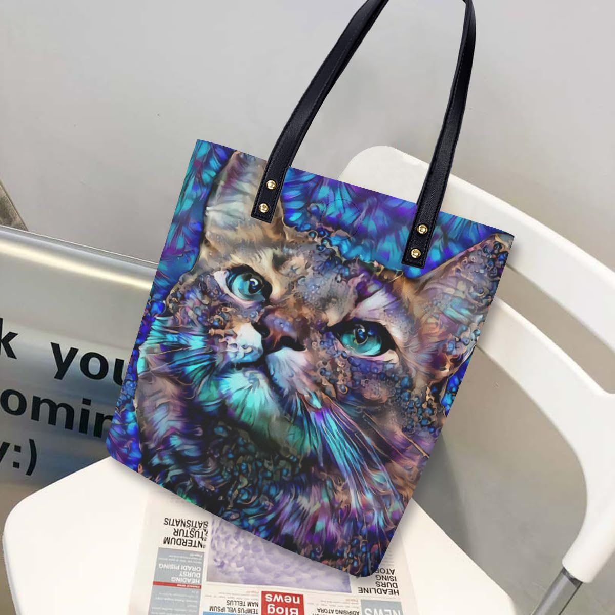 Amazon.co.jp: 水彩 猫柄 ネコ ショルダーバッグ A4 大容量 PUレザー 