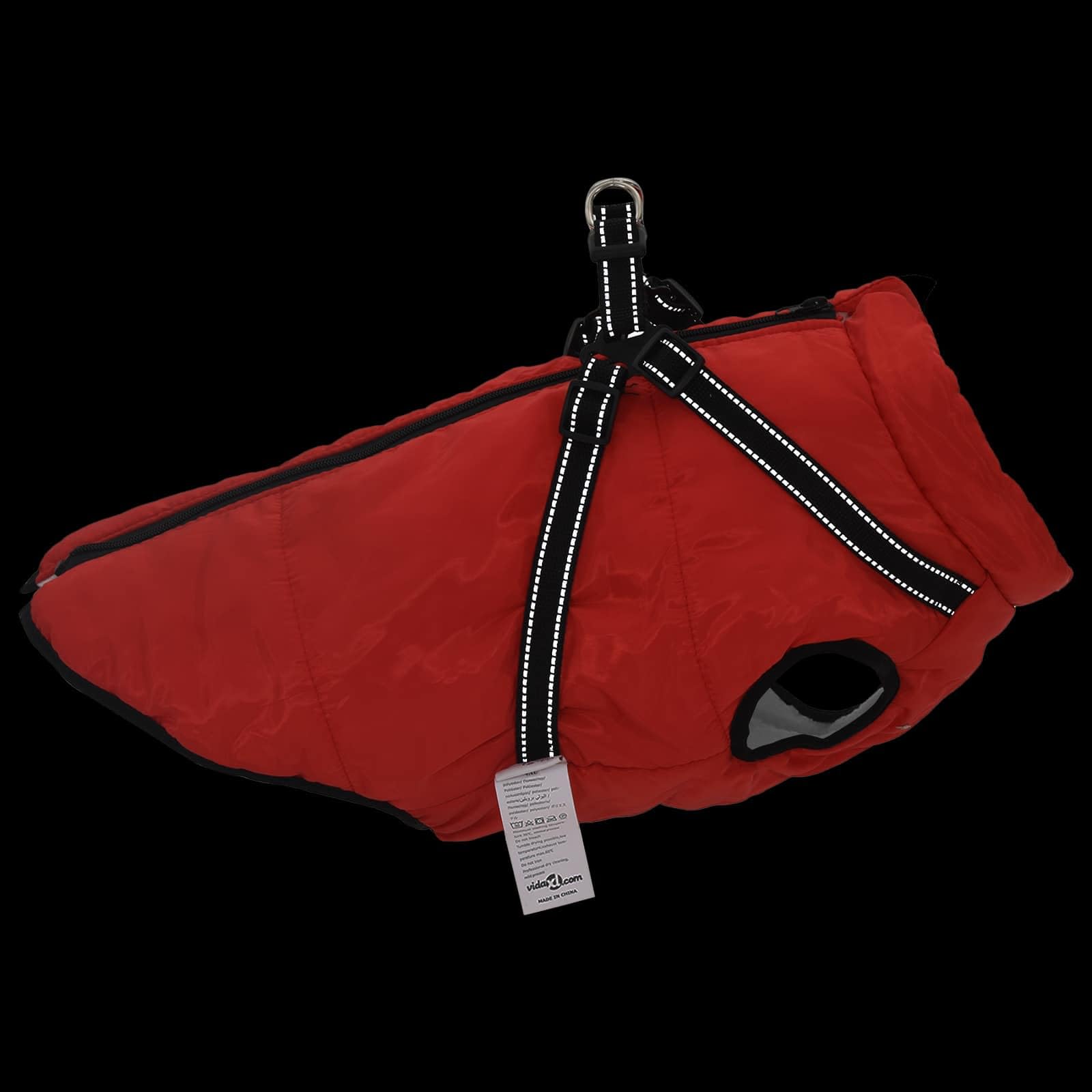 Cappottino per cani rosso L44 in pile e poliestere, regolabile con strisce riflettenti, antivento e impermeabile, ideale per inverno, autunno, attività all'aperto