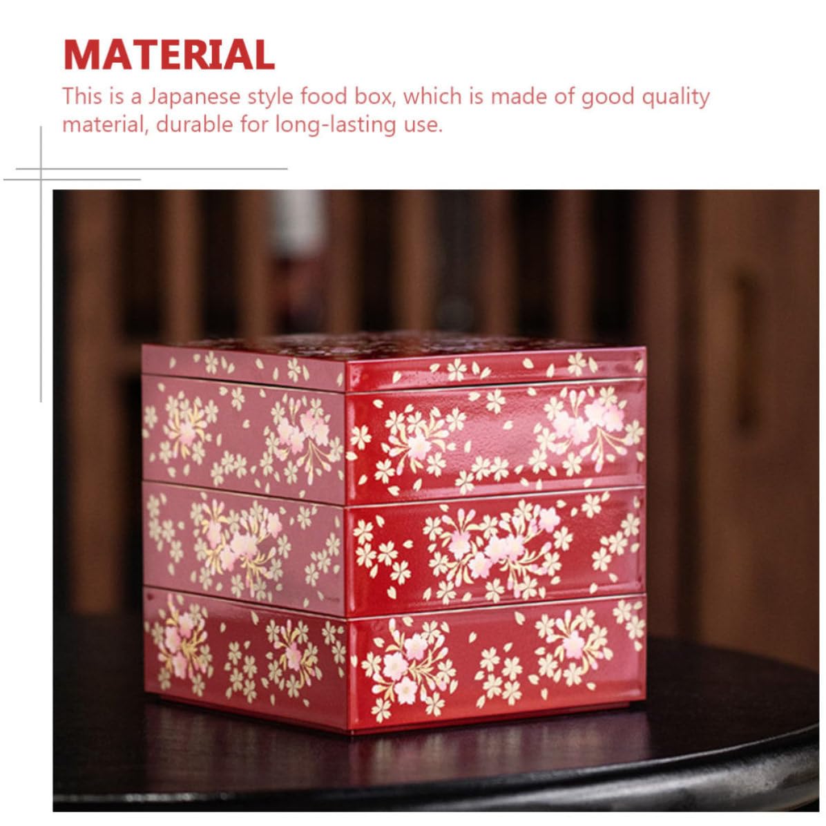 Boîte à Bento Japonaise Rouge en Plastique, Design Trois Couches Compact, pour Stocker Aliments et Fruits Lors de Déplacements