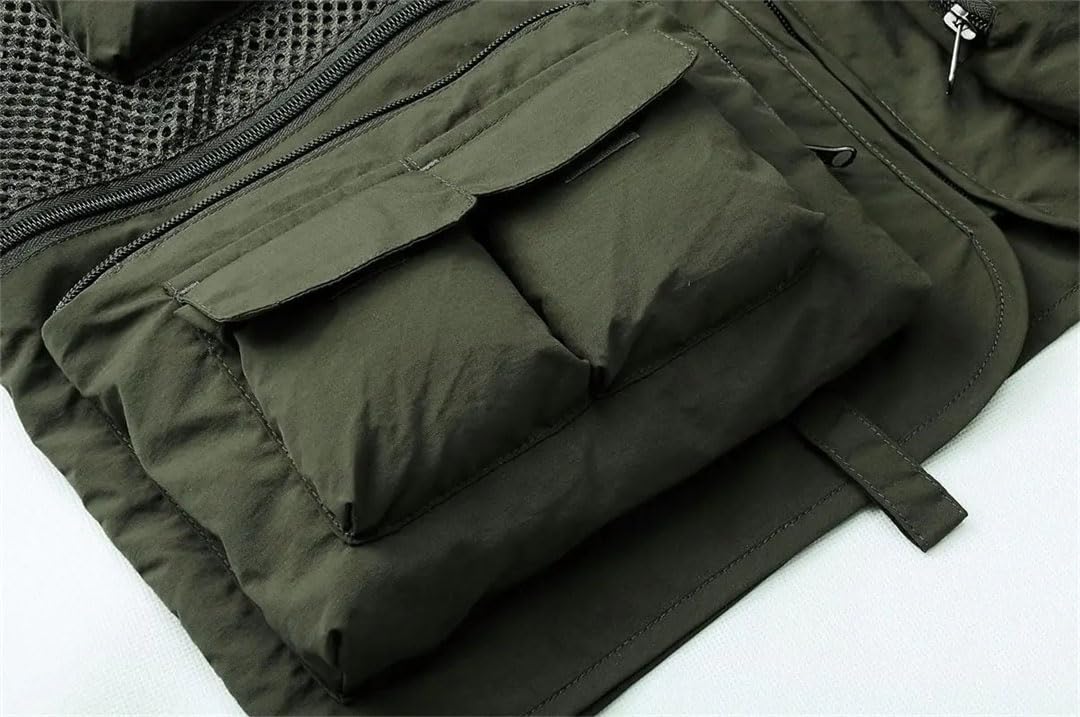 Chaleco de pesca multifuncional unisex con múltiples bolsillos, de secado rápido, ligero, para exteriores, camping, caza, fotografía