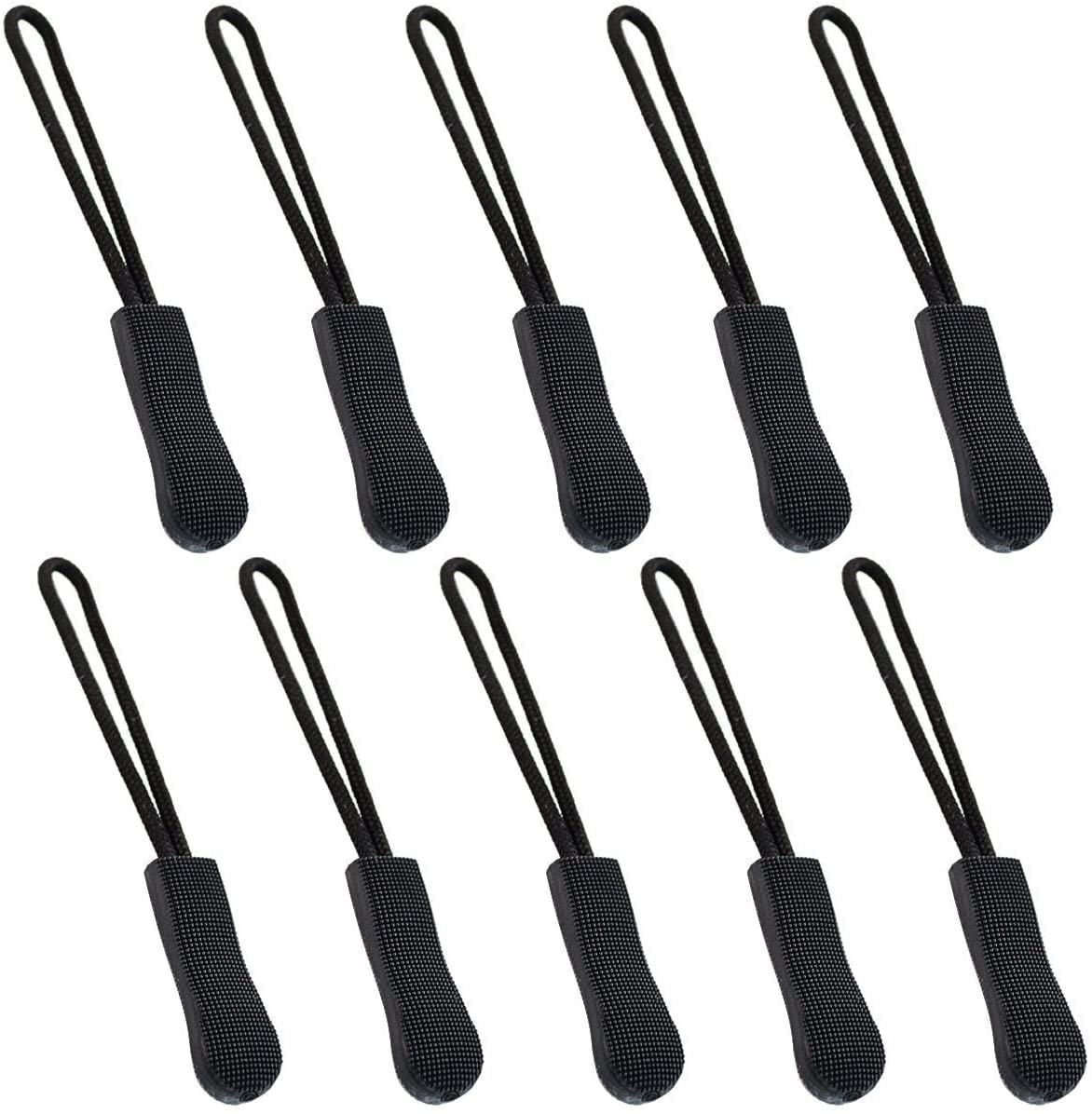 10 Pieces Zipper Pull Zip Tags Cord Pulls Zipper Extension with Ergonomically Designed Rubber Non-slip Gripper for Backpacks, Tents, Trolley cases, Traveling cases, and Jackets