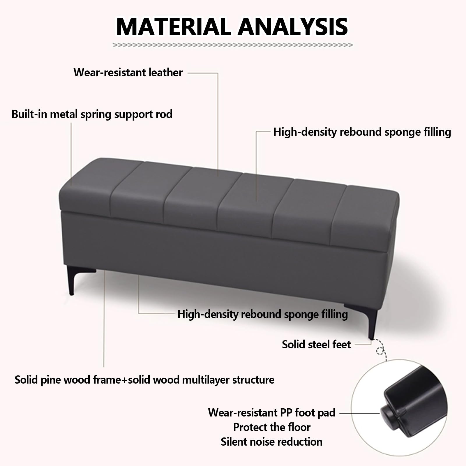 Panca contenitore con seduta, moderno salvaspazio pouf, panca camera da letto Imbottito, panca contenitore ingresso con scarpiera, panca fondo letto matrimoniale, cassapanca contenitore da interno.
