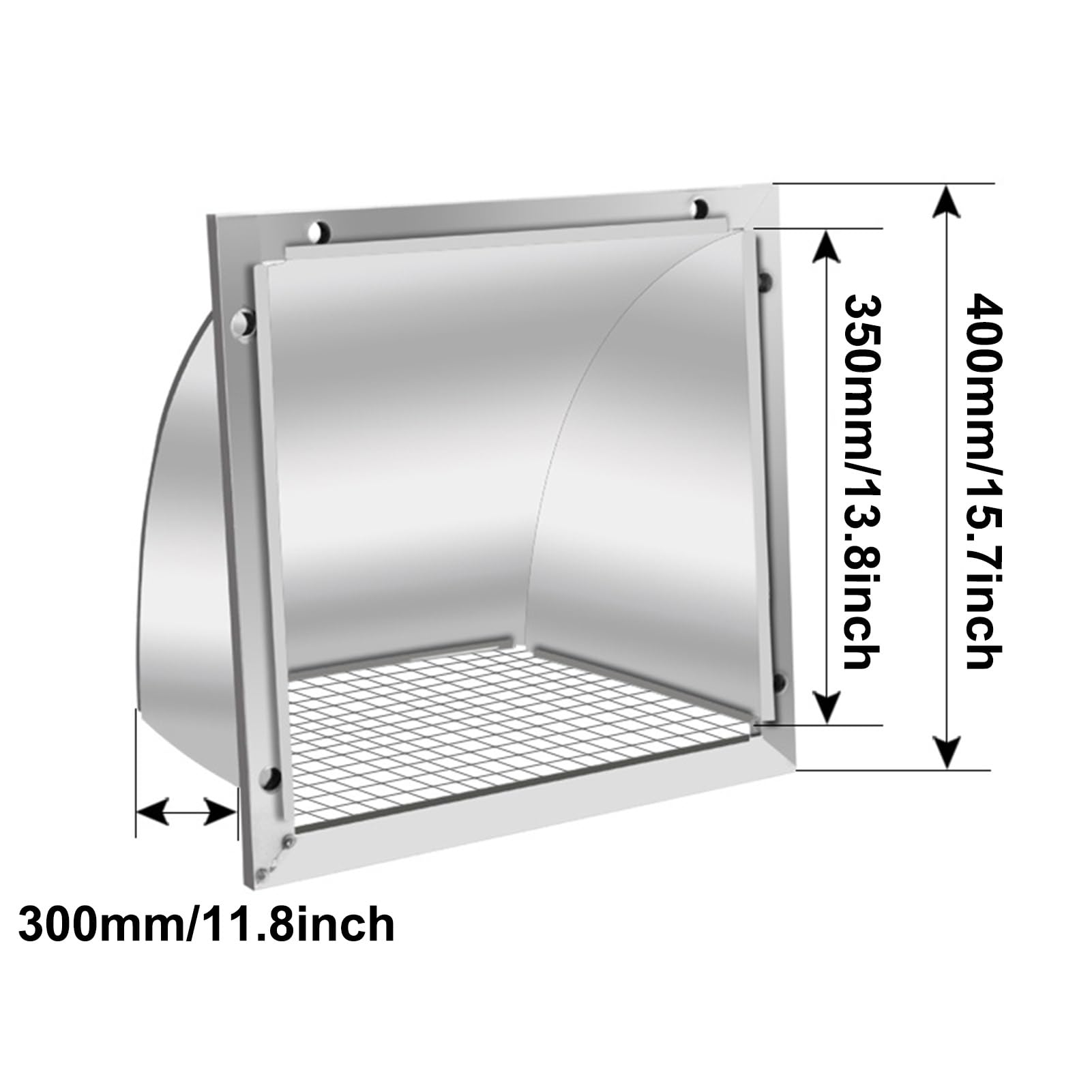 Grille D'aération Carrée en Acier Inoxydable, Murale Grille D'évacuation D'air avec Moustiquaire pour Maison, Hotte de Cuisinière et Garage(400x300mm)