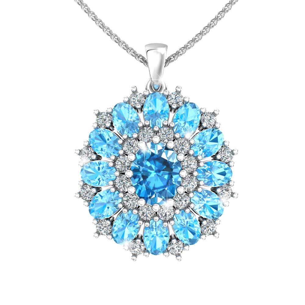 Belinda Jewelz Womens 925 Sterling Silver Brilliant Blossom Pendant Necklace