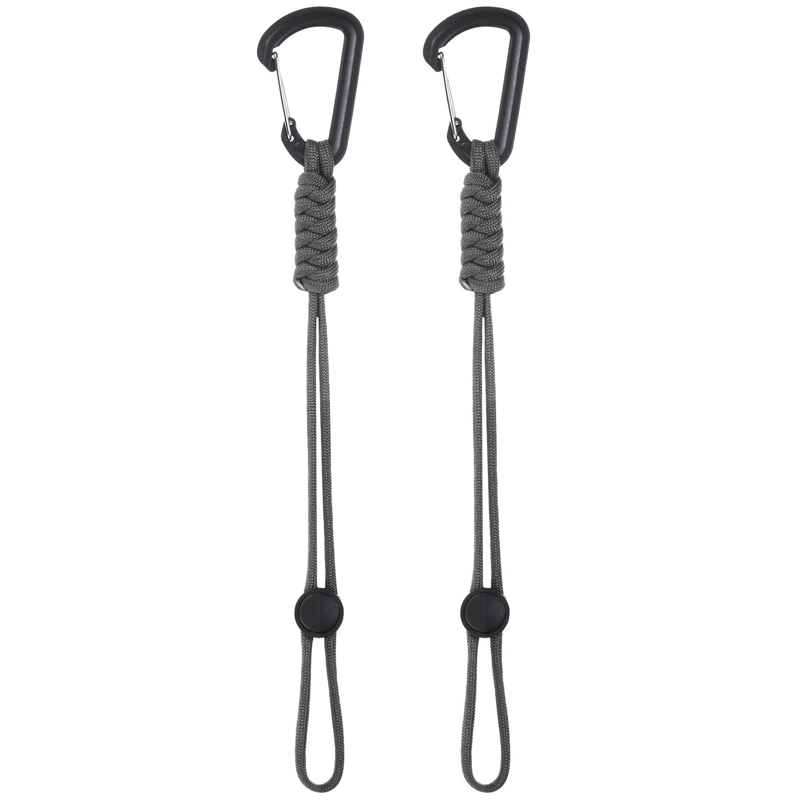 M METERXITY 2-Pack Paracord Keychains with Clips, 10 Inch Braided Lanyard Strap D Ring Adjustable Buckle Backpack Accessories for Camping/Hiking/Fishing/Traveling/Outdoor [Gray]