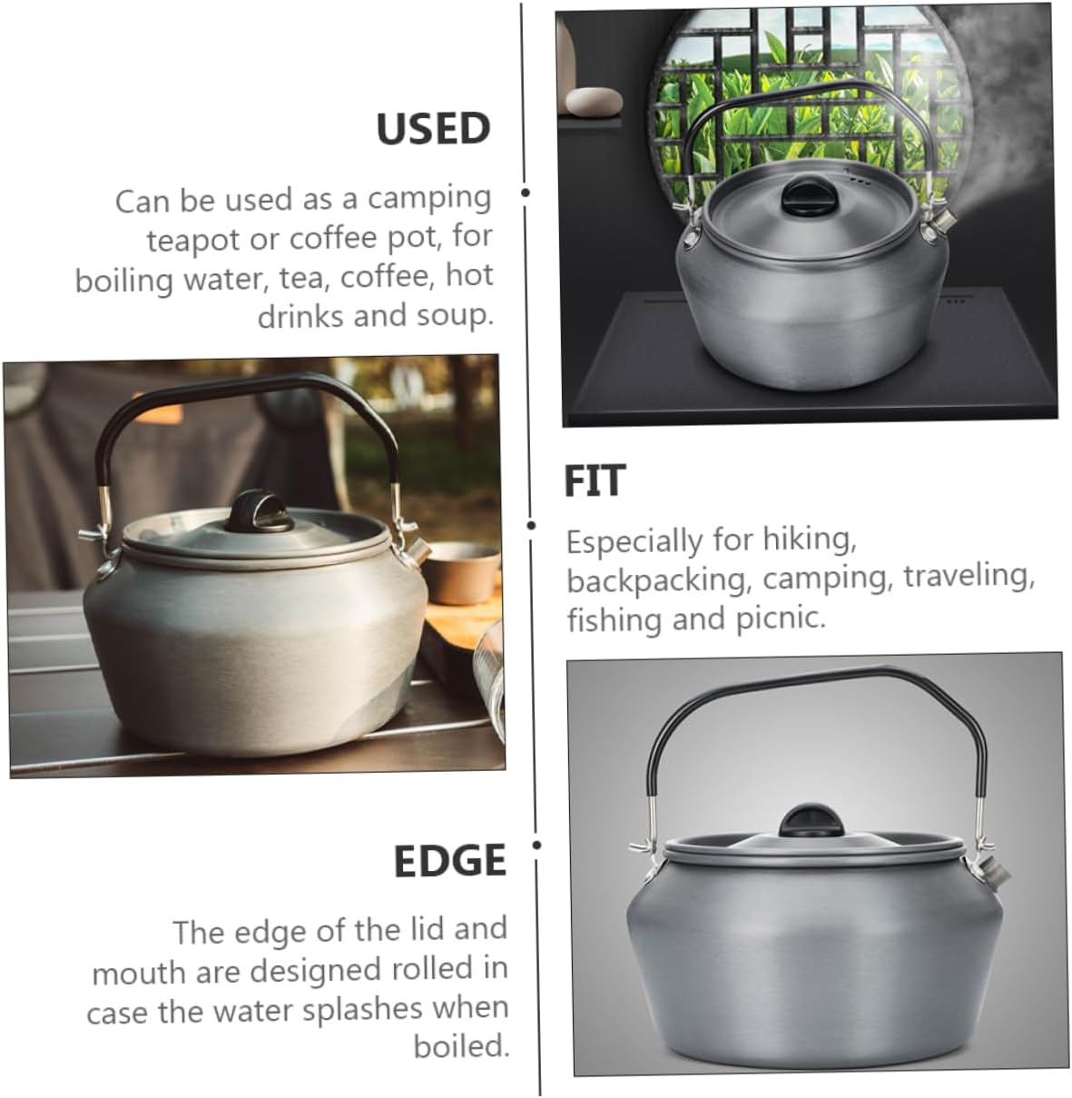 1pc Portable Outdoor Kettle Lightweight Teapot for Camping Hiking and Picnics Quick Boil Smooth Pour Design for Travel and Outdoor Cooking