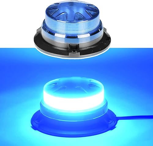 AUXMOTEC - Barra de luces estroboscópicas LED azul de emergencia con montaje magnético y 8 modelos de parpadeo, lámparas de señal de techo de