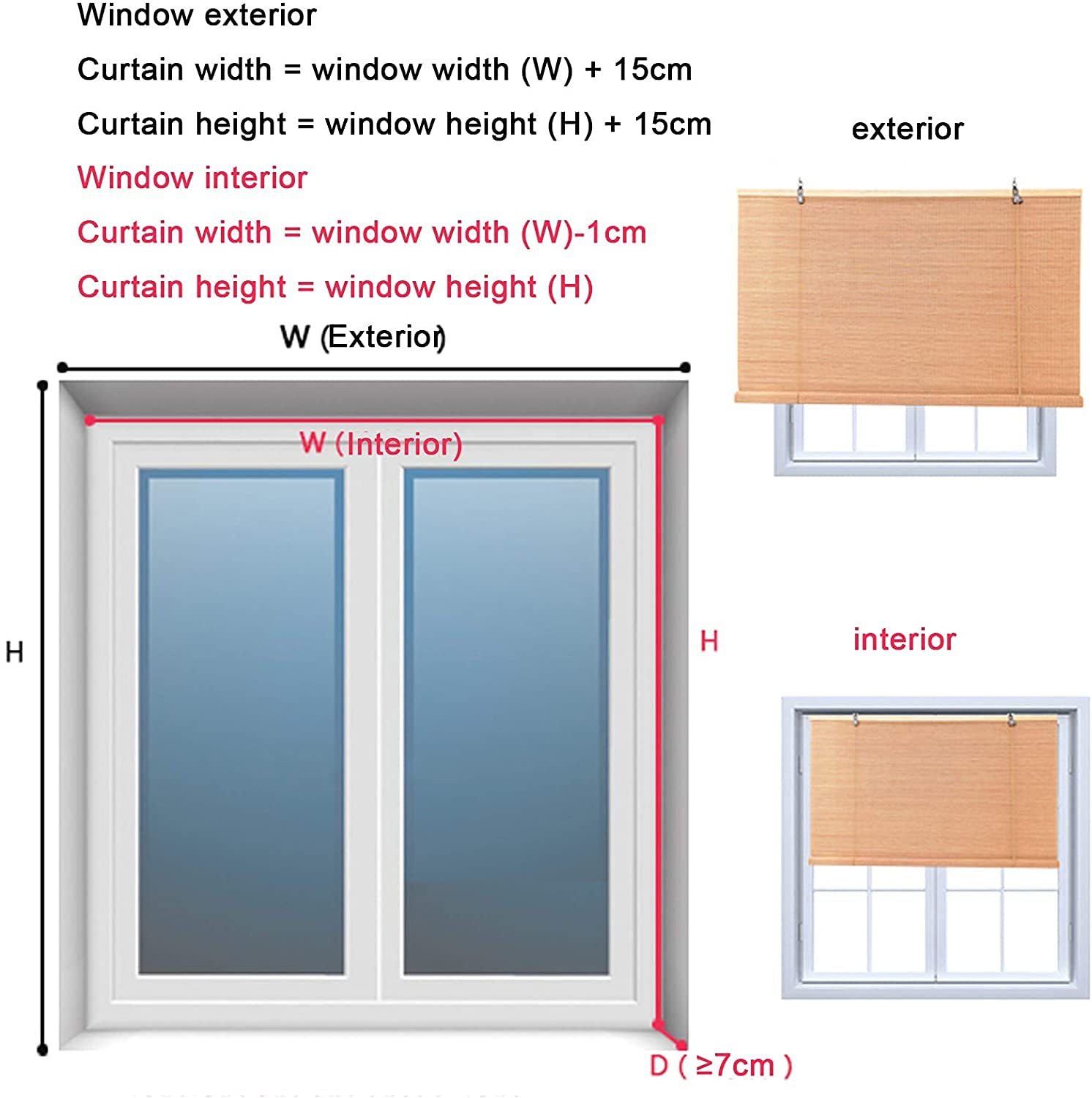 Tenda a Rullo in bambù retrò,Cortina di bambù,Tenda di bambù,Veneziana per Finestre,Parasole per Parasole per Balcone, per Esterno/Interno, Facile da Installare (120x220cm/47x87in)