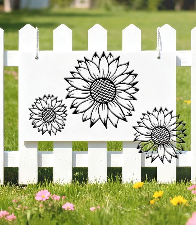Decoración de Pared 3 Piezas Girasoles Metal miniatura 2