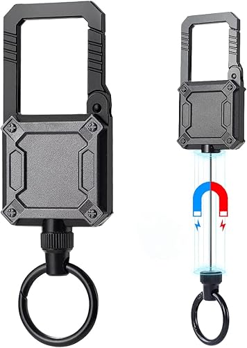 Llavero magnético retráctil con caja de regalo, mosquetón resistente con cable de 25 pulgadas, llaves y herramientas de hasta 50 onzas, regalo para