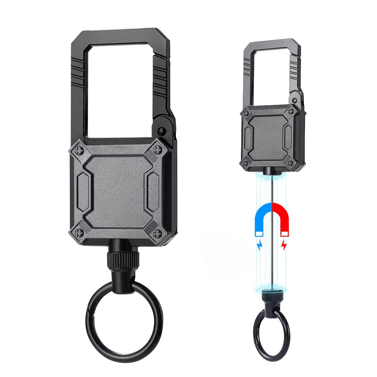 Magnetic Retractable Keychain with Gift box, Heavy Duty Carabiner Key chain with 25