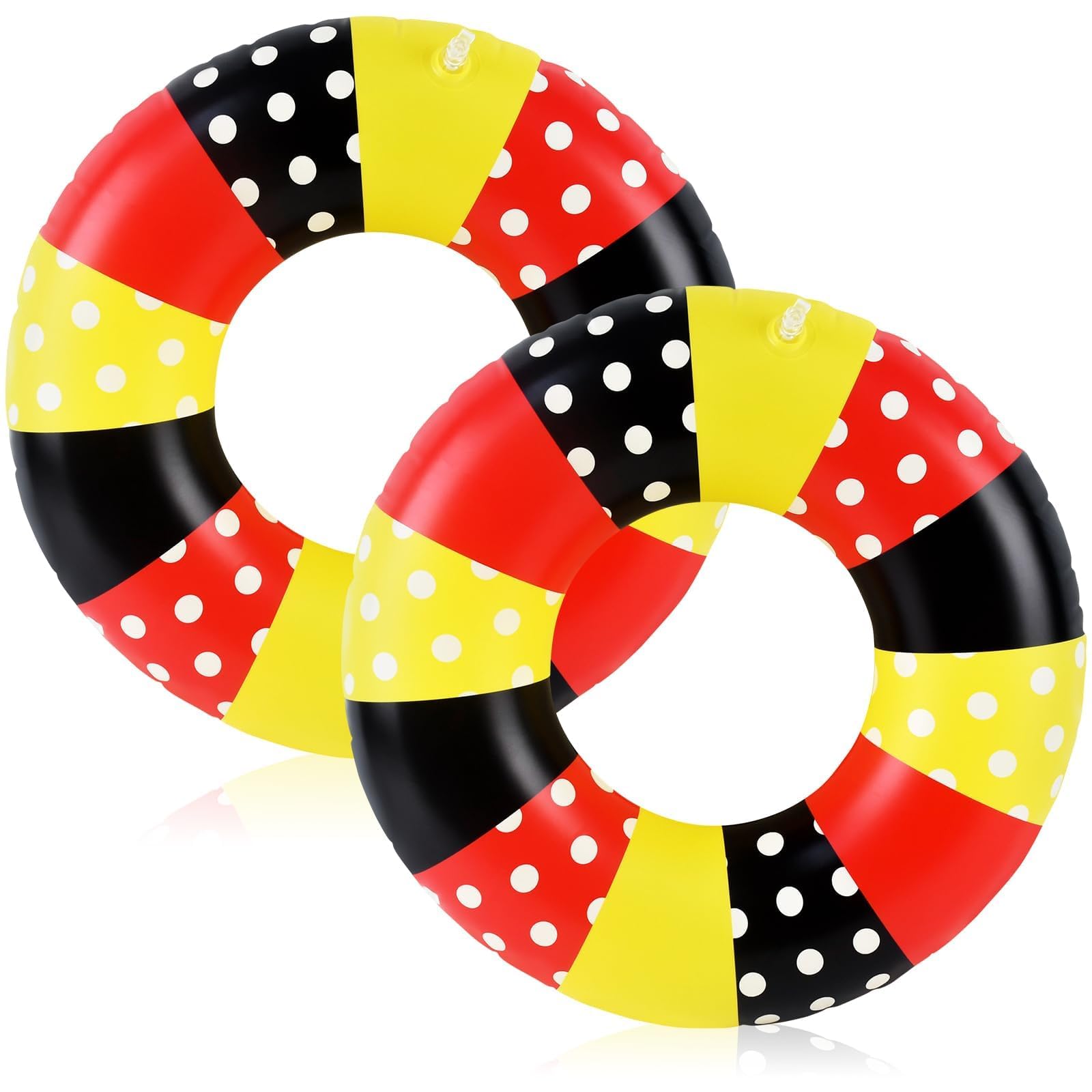 2 Pcs Cartoon Mouse Pool Floats - 20 Inch Red & Black Kids Swim Rings, Inflatable Pool Toys for Hawaiian Beach Water Park