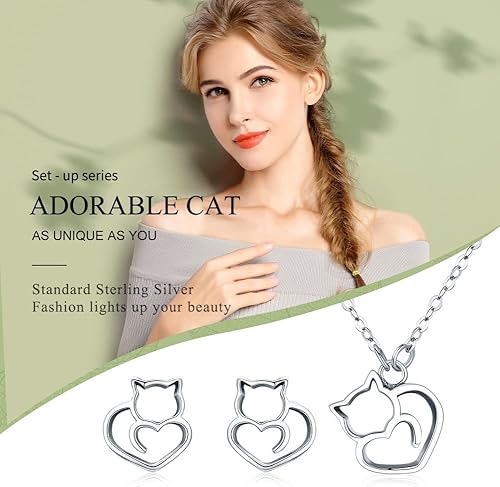 Miniatura 5 de Collar de plata de ley 925 con dije de perro y gato y panda para mujer, lindo y delicado collar con colgante de animales, regalos para gatos, mamá,