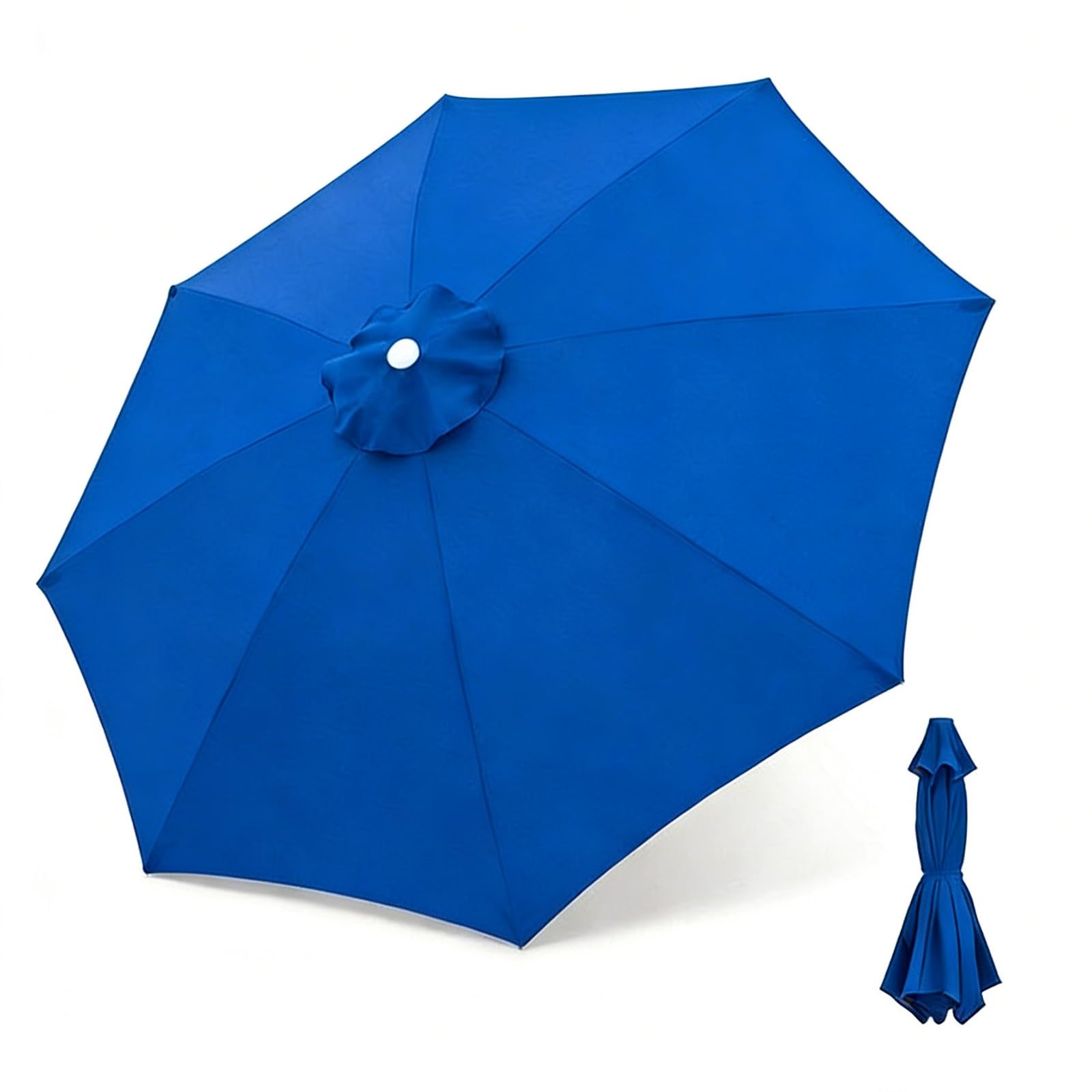 2-4m Replacement Parasol Canopy for Garden Umbrella, 6/8 Arms Patio Anti-UV Umbrella Fabric Replacement Parasol Fabric Cover for Outdoor Market, Waterproof Polyester Cloth(Royal blue,2.0m/6 Arms)