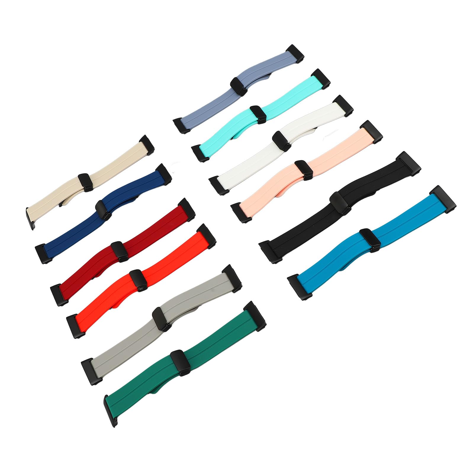 Fabater Bracelet Magnétique en Silicone, 12 Pièces, Compatible avec Montre Intelligente, Réglable, Léger, Anti-allergique, Remplacement