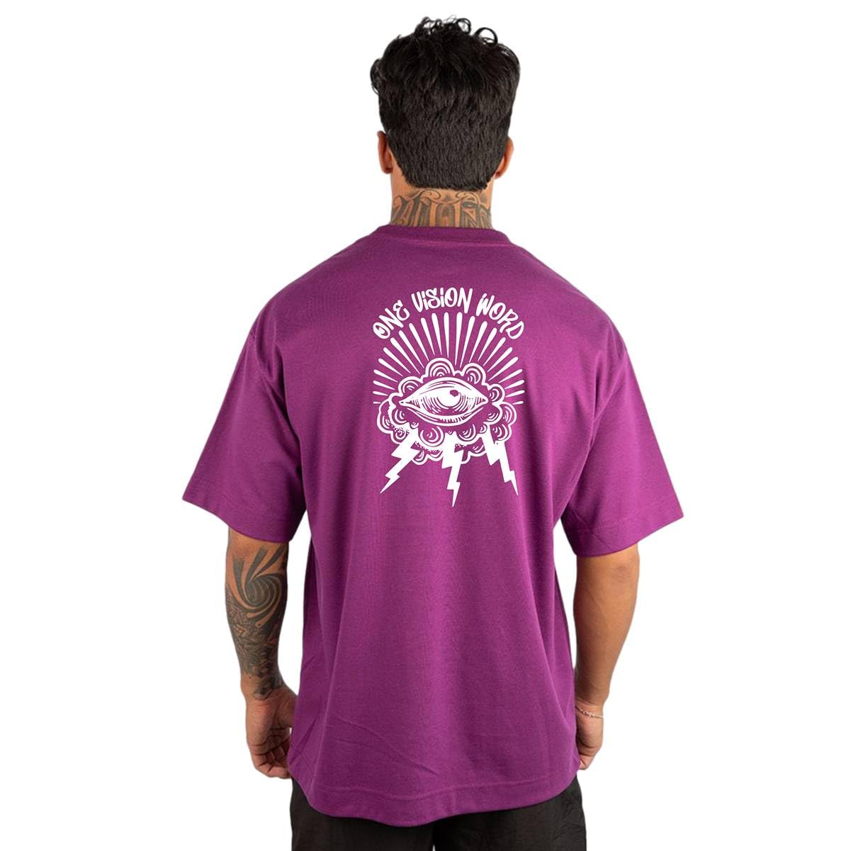 Camiseta Oversized Masculina Streetwear Trace Black Vision 100% Algodão Premium 30.1 Penteado