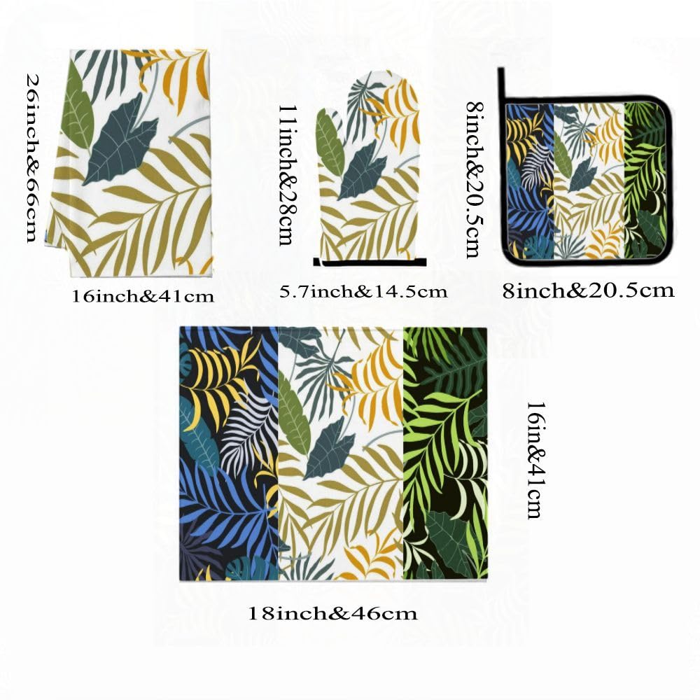 9PCS foglie di palma tropicale 7 decorazioni da cucina e accessori set