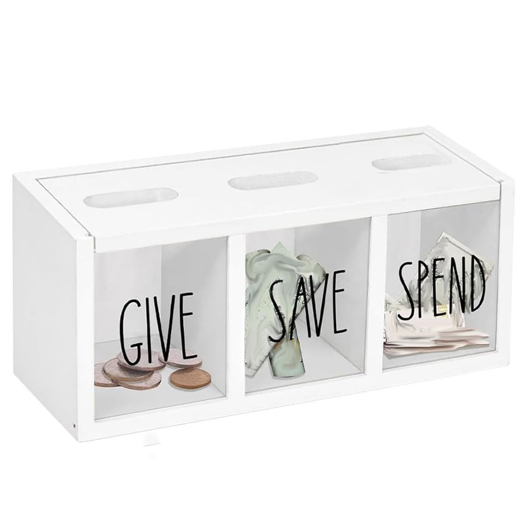 Licsaliwe Boys White Spend Save Give Piggy Bank Money Coin Savings Jar Box Teach Children Giving Visualized