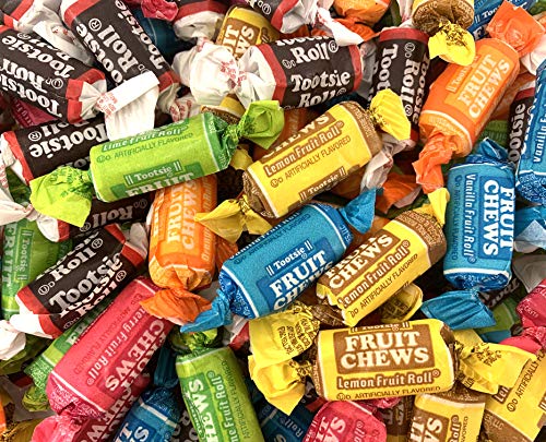 LaetaFood Tootsie Rolls Fruit Chocolate Chews Candy , 6 Flavors Taffy Candy (1 Pound Bag)