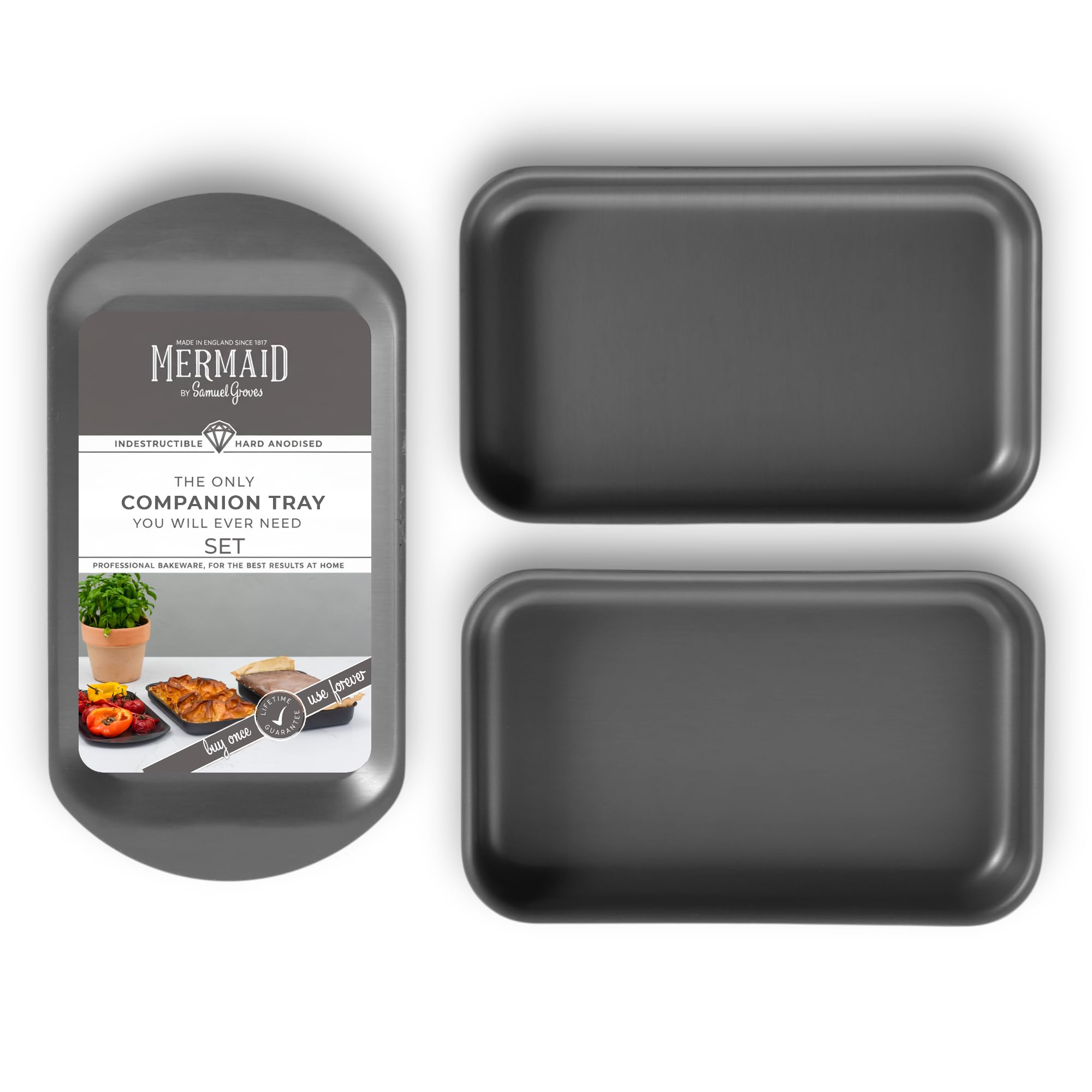 Mermaid Companion Trio Set Pan Dish Tray Hard Anodised Aluminium Oven Bake