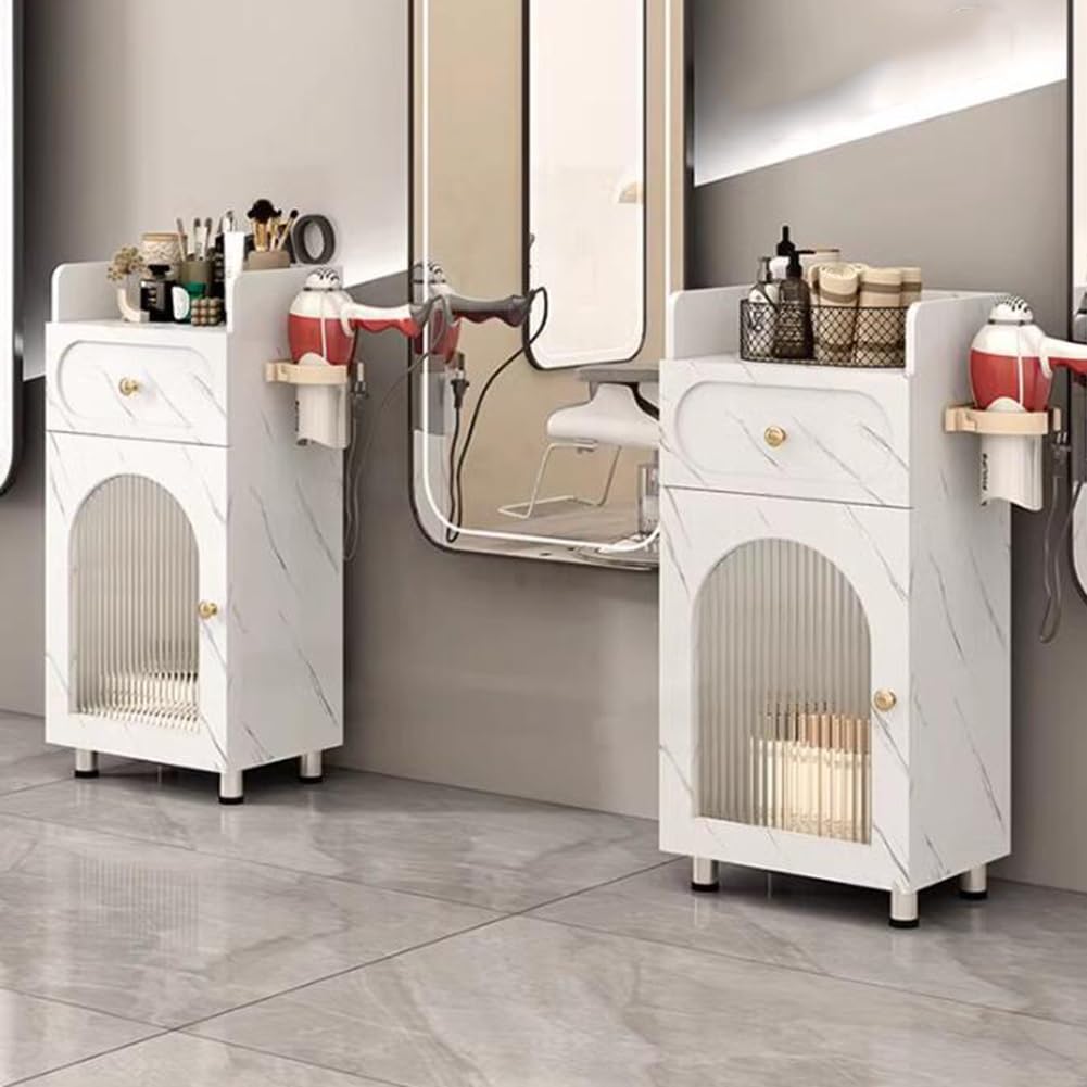 Carrito de peluquería con cajones, Armario de Belleza móvil, Carrito de barbero con Almacenamiento, con Soporte para secador de Pelo, Armario y cajón (Color: Multicolor-B)