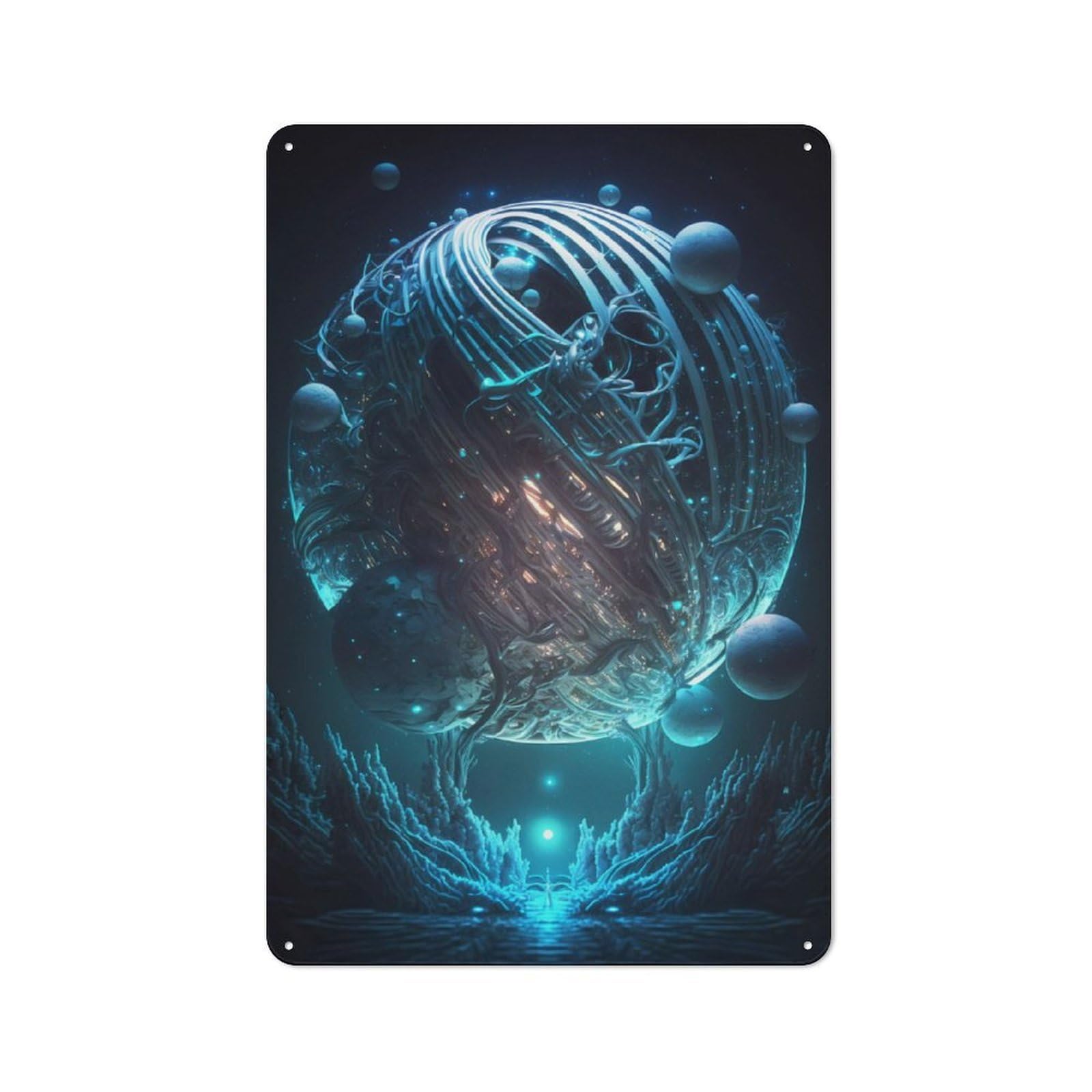 Junmoney Celestial Realms Metal Wall Sign 30X20cm Featuring For Living Room Wall, For Metal Sign Collectors, For Garage And Workshop Walls