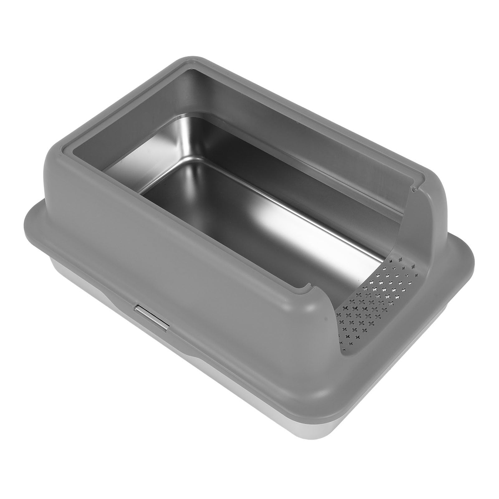 Arenero de Acero Inoxidable, arenero para Gatos Cerrado con Lados Altos, Bandeja de Extra Grande Anti Salpicaduras para Gatos Grandes, diseño fácil de Limpiar y a Prueba de (Gris)