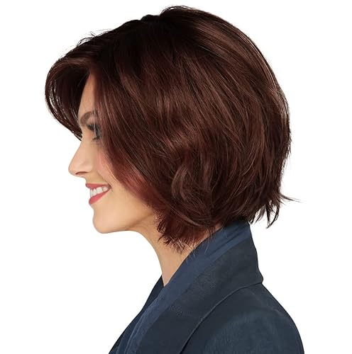 Miniatura 4 de Raquel Welch Peluca sofisticada de longitud media en capas de Hairuwear, tamaño promedio de gorra, berenjena SS433