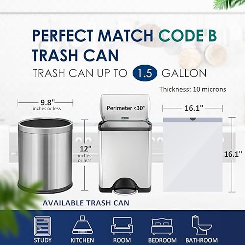 Vista 19 de Bolsas de basura de 1 galón con cordón de 1 galón, 100 unidades, se adaptan a cubos de basura pequeños de 3 a 4 litros, para el hogar, oficina