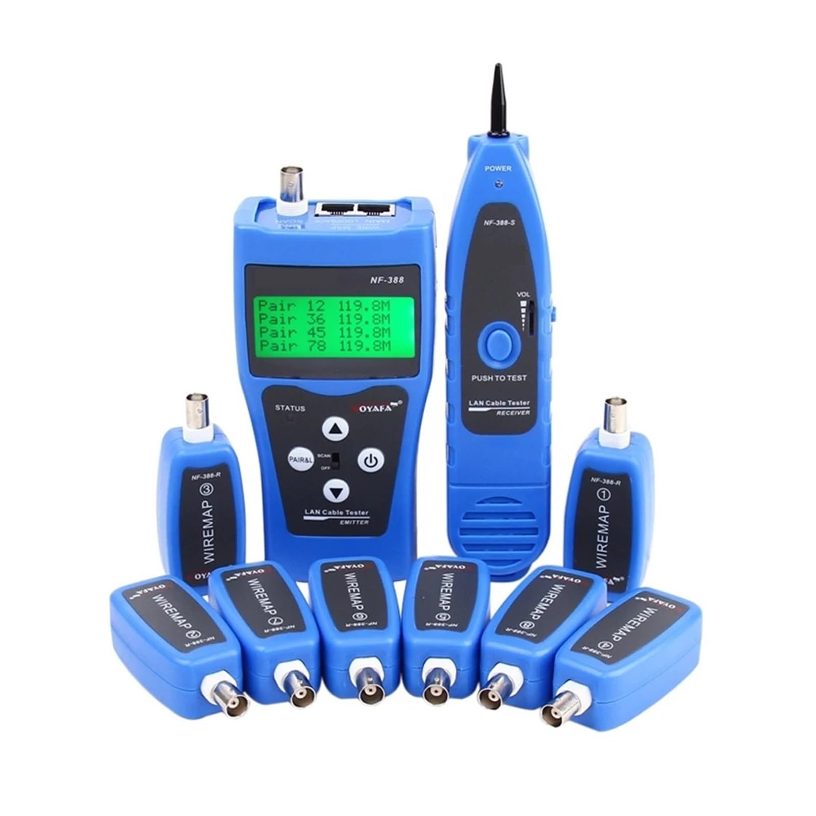 Localizzatore di Cavi, Tester multiuso for cavi telefonici LAN di rete 8 prese prova remote, Hunt 5E, 6E Wire Tracker Misura la lunghezza del cavo