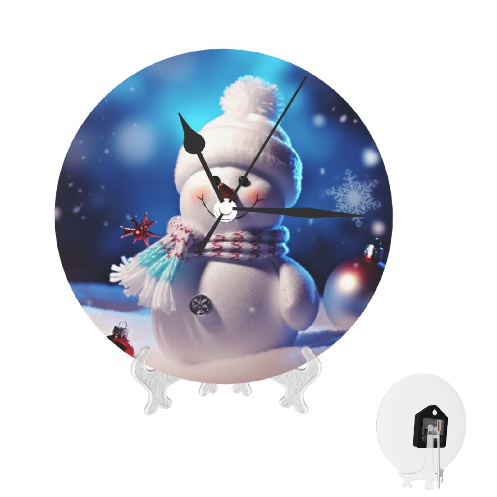 Horloge murale bonhomme de neige ronde 25,4 cm à piles