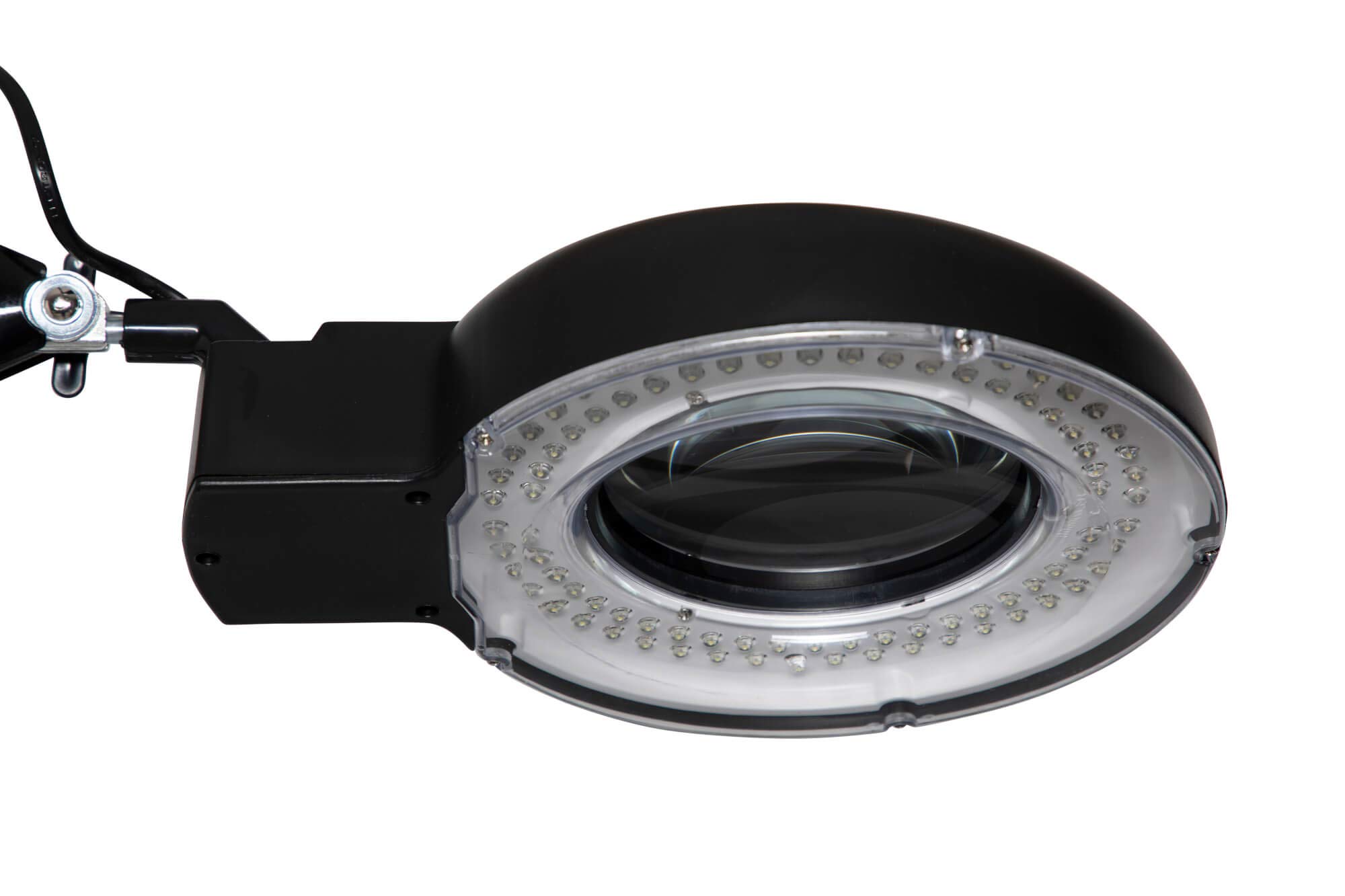 MAUL Lámpara lupa LED MAULviso negra de pie para trabajos finos | aumento cómodo 1.75x, luz uniforme sin sombras, brazo metálico ajustable, base estable, enfoque preciso