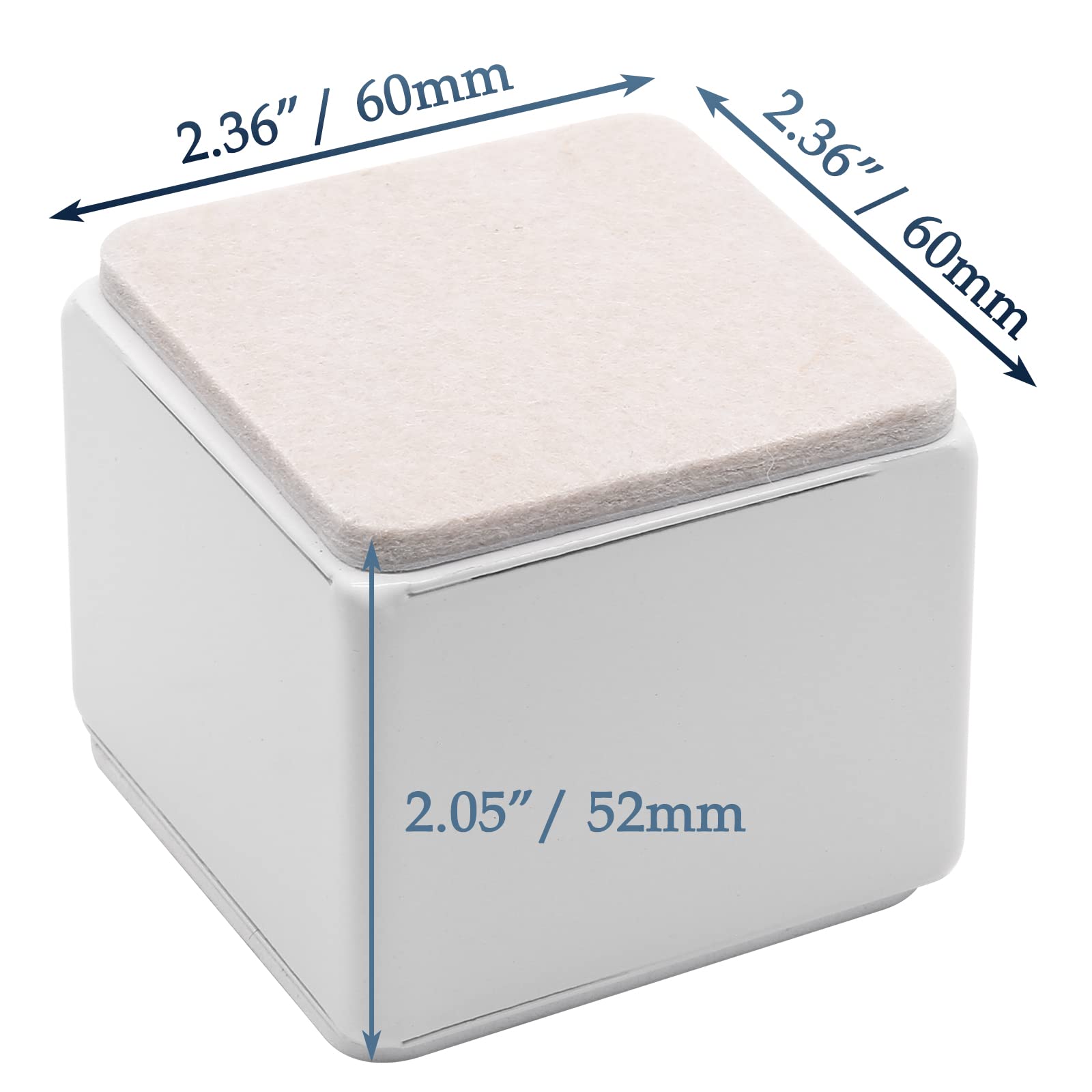 Bonsicoky 4 Pcs Self-Adhesive Furniture Bed Risers, Square Heavy Duty Carbon Steel Table Sofa Risers Adds 2